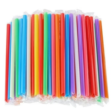 NOGIS 100 Pcs Multi Colors Jumbo Smoothie Straws Boba Straws,Plastic Milkshake Straws Disposable Wide-mouthed Large Individually W