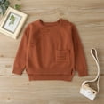 thumbnail image 2 of SGMVNU Girl Cozy Sweater Fall Tops - Long Sleeved Solid Knit Sweater with Pocket for Kids Baby Teen Boys & Girls, Girl Knitwear Tops(Size 4-5 Years,Brown), 2 of 6