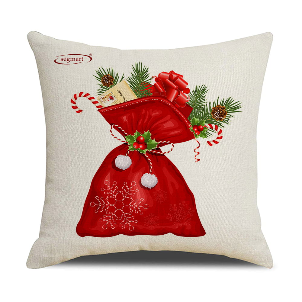 17x17" Golden Christmas Pillow Case Square Sofa Cushion Cover Festival Decor