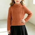 thumbnail image 4 of hotojiny Girls Turtleneck Sweater Long Sleeve Thermal Fall Winter Shirts Ribbed Knit Tops Casual Basic Layering Kids Outfit(Orange,11-12 Years), 4 of 6