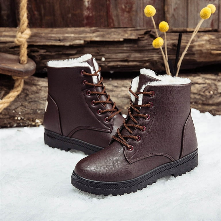 Fur lined lace up winter boots best sale