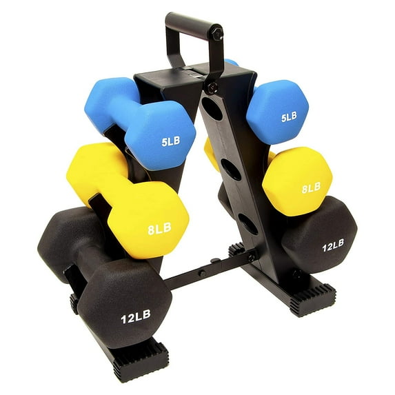 Open Box BalanceFrom Dumbbell Set with Stand (5lbs, 8lbs, 12lbs set)