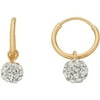 Brilliance Fine Jewelry 10K Yellow Gold 10mm Endless Hoop with 4.8mm Crystal Ball Earrings