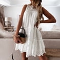 thumbnail image 4 of Sngxgn Women's V Neck Swing Ruffle Long Sleeve Mini Dress(White,S), 4 of 9