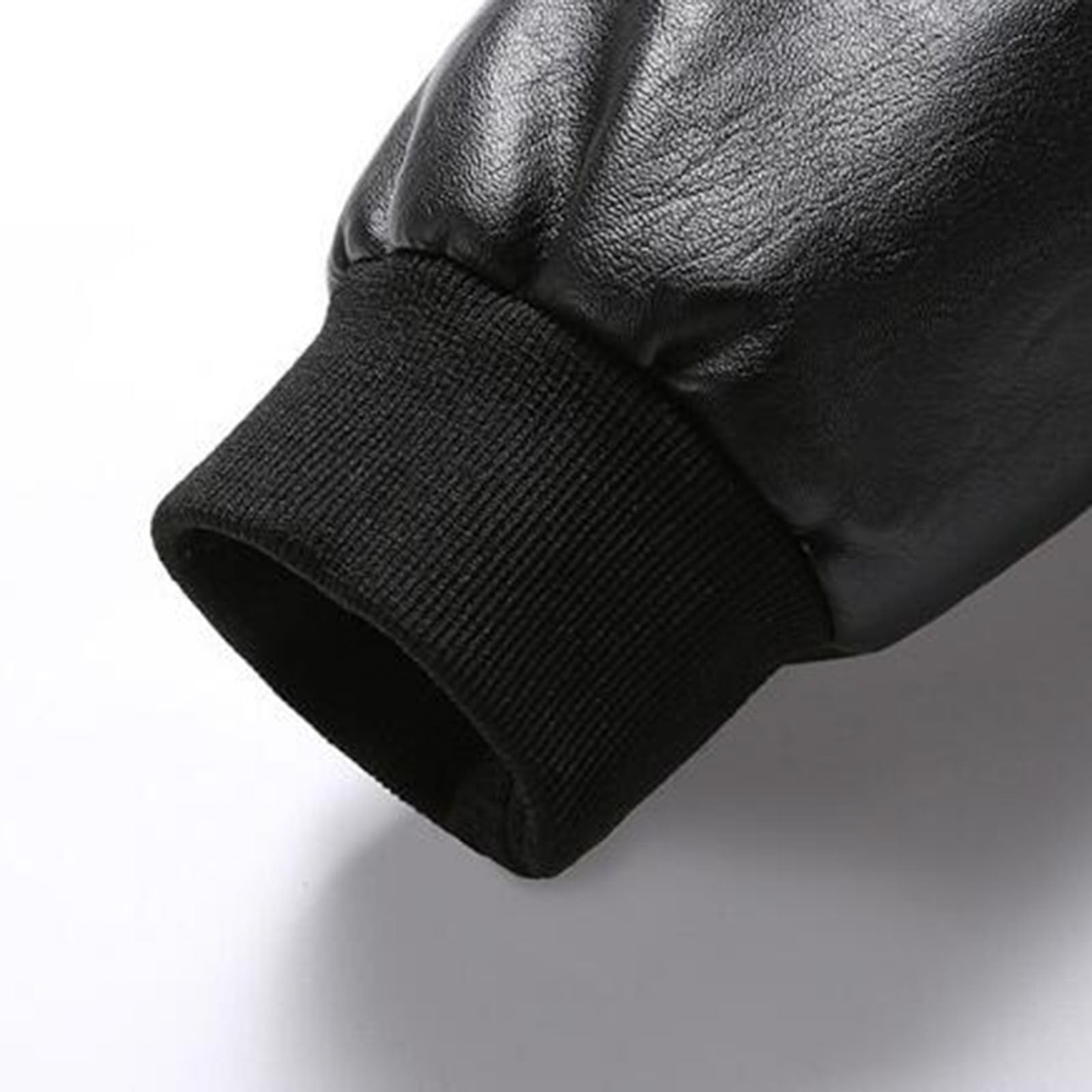 Cathalem Adult Outerwear Male Coats Medium Leather Jacket Collar Coat Leather Coat Flight Jacket Men (Black, XXXL)