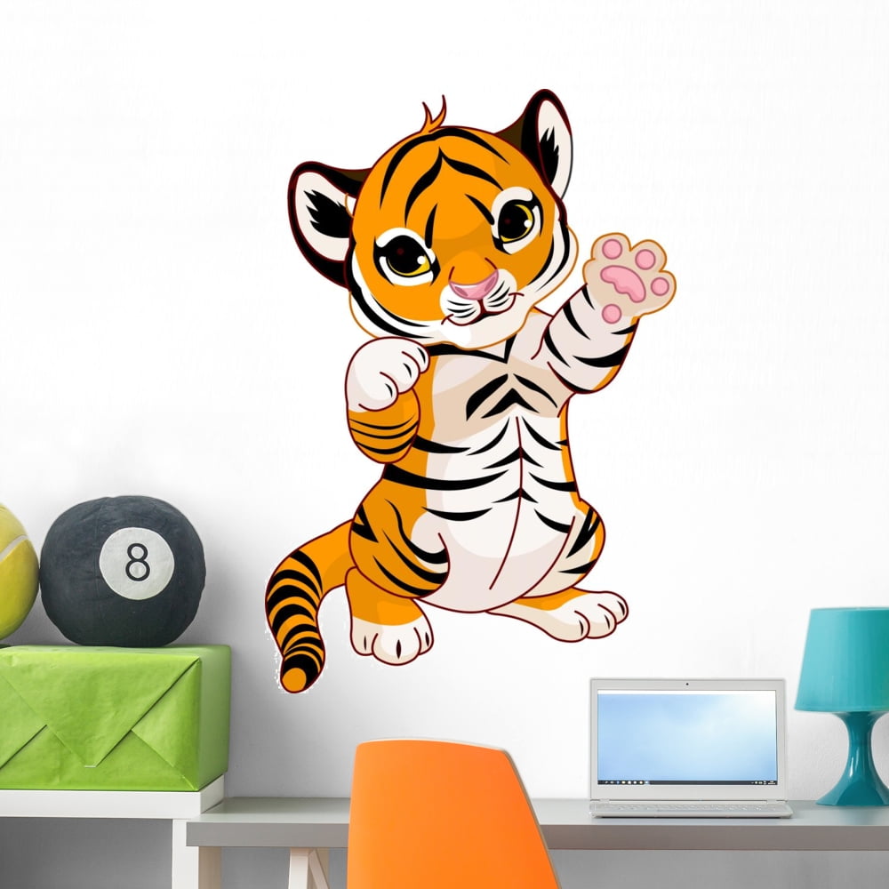  Tiger Decals Peel and Stick - Wall Vinyl Decals Stickers - Head  Face Paw Stripe Roaring Cartoon Tribal Silhouette - Window Truck Laptop  Tumbler - Cafe Bar Shop Store Studio Kids
