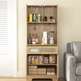 thumbnail image 2 of Freestanding Dining Room - 67'' Tall Cupboard Material With Gold Handles - High Kitchen Storage Buffet Wood Finish & Style Cabinet, 2 of 7