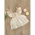 thumbnail image 3 of Franhais Baby Girls Summer Romper Dress, Ruffle Sleeve Floral Embroidery Tutu Skirt Bodysuit, 3 of 8