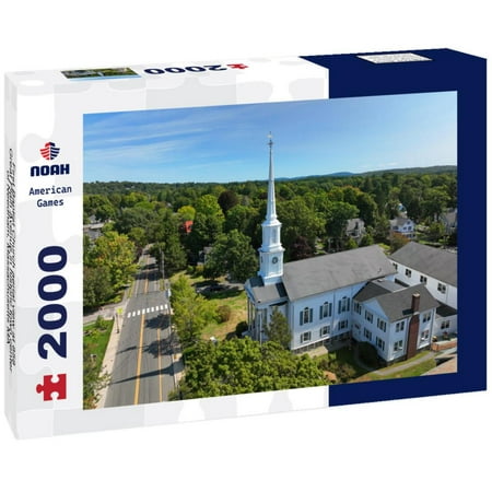 Noah Jigsaw Puzzle First Baptist Church aerial view at 858 Great Plain Avenue in historic town center of Needham, Massachusetts MA 2000 pieces