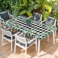 thumbnail image 2 of Sage Green Eucalyptus Table Cloths for 5 Foot Rectangle Tables, Spring Leaves Black White Plaid Patio Waterproof Elastic Fitted Tablecloths, Washable Rectangular Table Cover for Camping, 2 of 8
