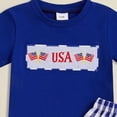 thumbnail image 4 of Boy 4th of July Outfits Toddler Boy Clothing Sets Stylish USA Embroidered T-Shirt & Gingham Shorts 2-Piece Outfit, 4 of 6