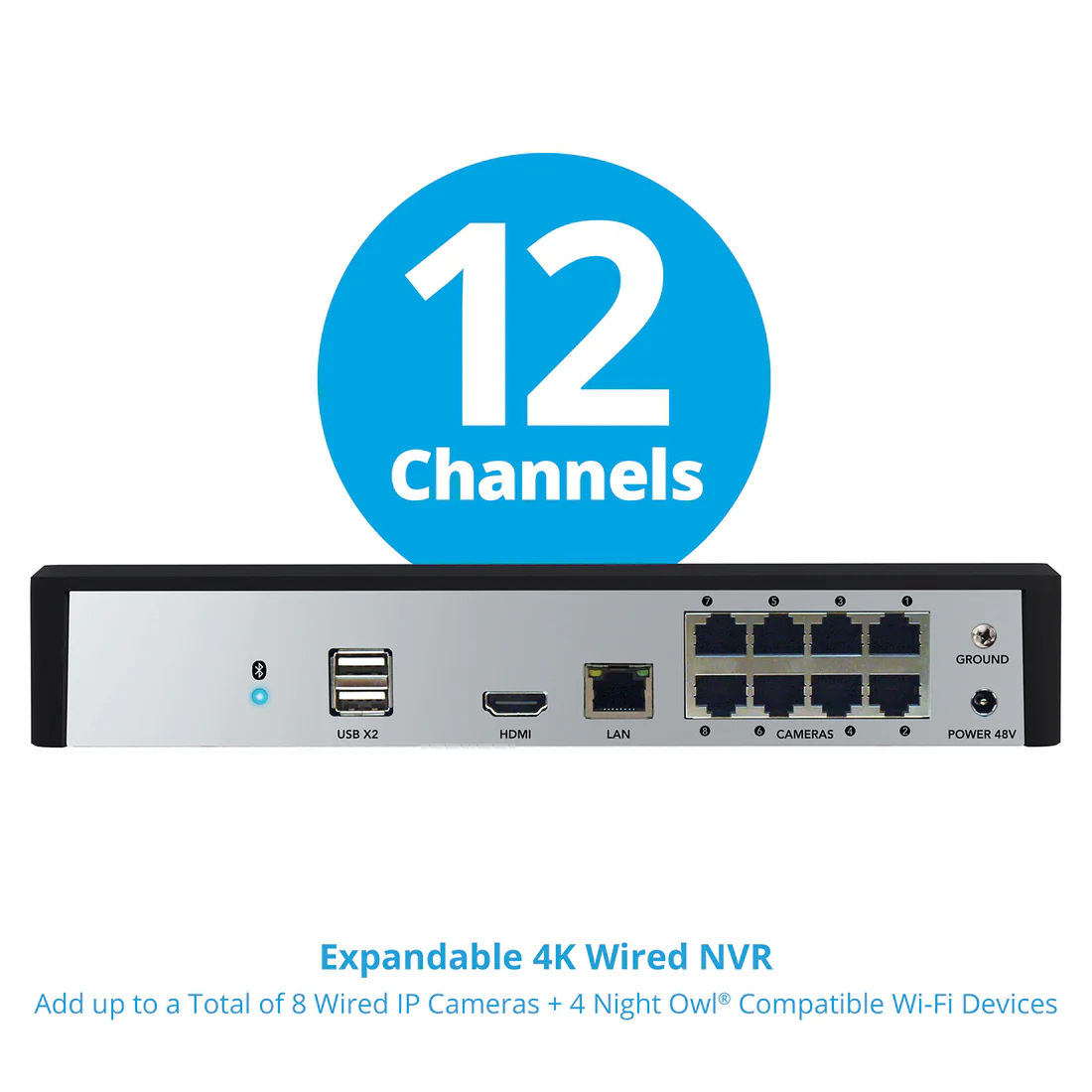 Night Owl Power over Ethernet 12 Channel NVR Security System with 2TB Hard Drive and 6 Wired IP 4K Deterrence Cameras