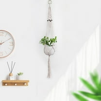 PureCasa Macrame Cotton Plant Hangers Ropes 41.3", 1 Pack Gardening Hanging Basket Sling Rope Mesh, Home & Patio Decor Wall Decoration for Indoor Outdoor Balcony Living Room, White