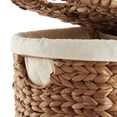 thumbnail image 6 of Casafield Oval Laundry Hamper with Lids and Removable Liner Bags - Cinnamon Brown, Woven Water Hyacinth 2-Section Laundry Basket for Clothes, 6 of 7
