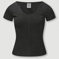 thumbnail image 4 of FcBaudy Hauts pour Femmes, Chemises pour Femmes, Blouses & Chemises à Manches Courtes Col Rond Blouse Décontractée Oversize Unie Col Rond à Capuche T-shirt Femme polyester, 4 of 7