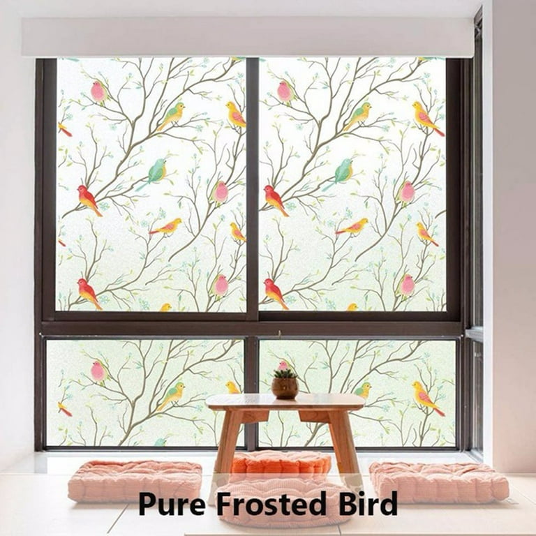 Window Privacy Film Decor Frosted Glass Film Non-Adhesive Bird