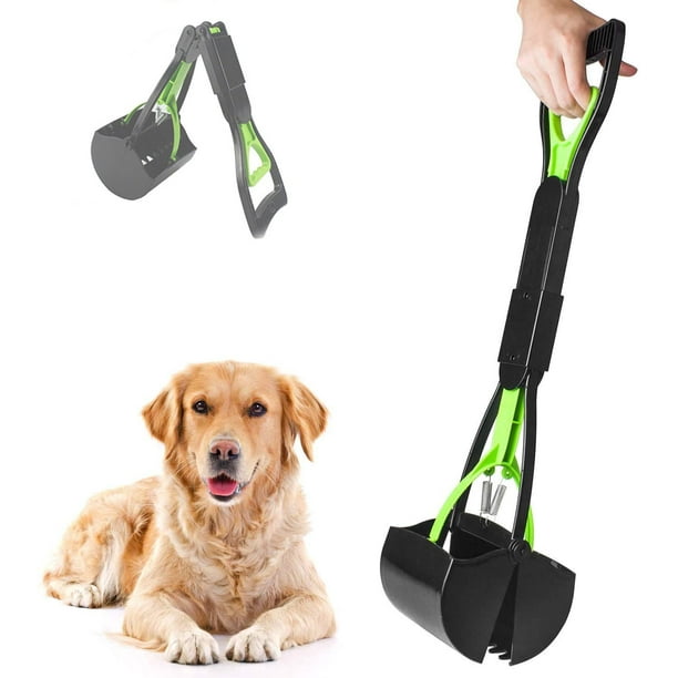 Pet Pooper Scooper for Dogs Cats with Long Handle Foldable Dog Poop Waste Pick Up Rake, Jaw Claw
