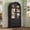 Black, variant on Bestier 71" Arched Pantry Storage Cabinet with Adjustable Shelves, LED Light, Glass Doors and 2 Large Drawers, Farmhouse Display Cupboard for Kitchen, Dining Room, Bathroom, Black