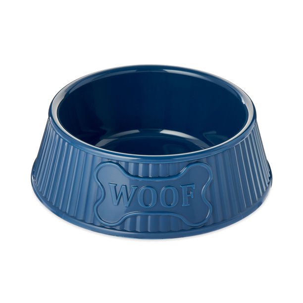 Vibrant Life Double Wall Plastic Dog Bowl, Blue, Medium