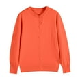thumbnail image 4 of Fiaer Women'S Lightweight Knit Cardigan Sweaters Solid Color Crew Neck Open Front Casual Loose Fit Button Down Trendy Tops Orange S, 4 of 4