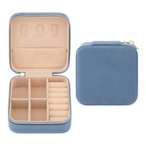 Unique Bargains Travel Portable Organizer Case Jewelry Box Dark Blue