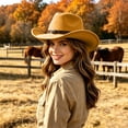 thumbnail image 2 of Classic Cowboy Hat Western Headwear Outdoor Riding Beach, D-Gold, 2 of 5