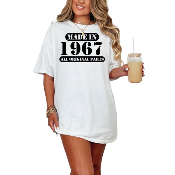 Vintage Made In 1967 Original Parts, White Comfort Colors T-Shirt, Small