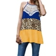 thumbnail image 2 of Women's Sleeveless Shirt, Lace Stitching Leopard Pattern Casual Off Shoulder Suspender Tops, 2 of 5