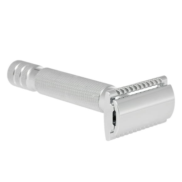 Graflsoa Vintage Double Edge Safety Razor - Chrome Silver, Long Handle for Men, Travel-Friendly, Blade Not Included