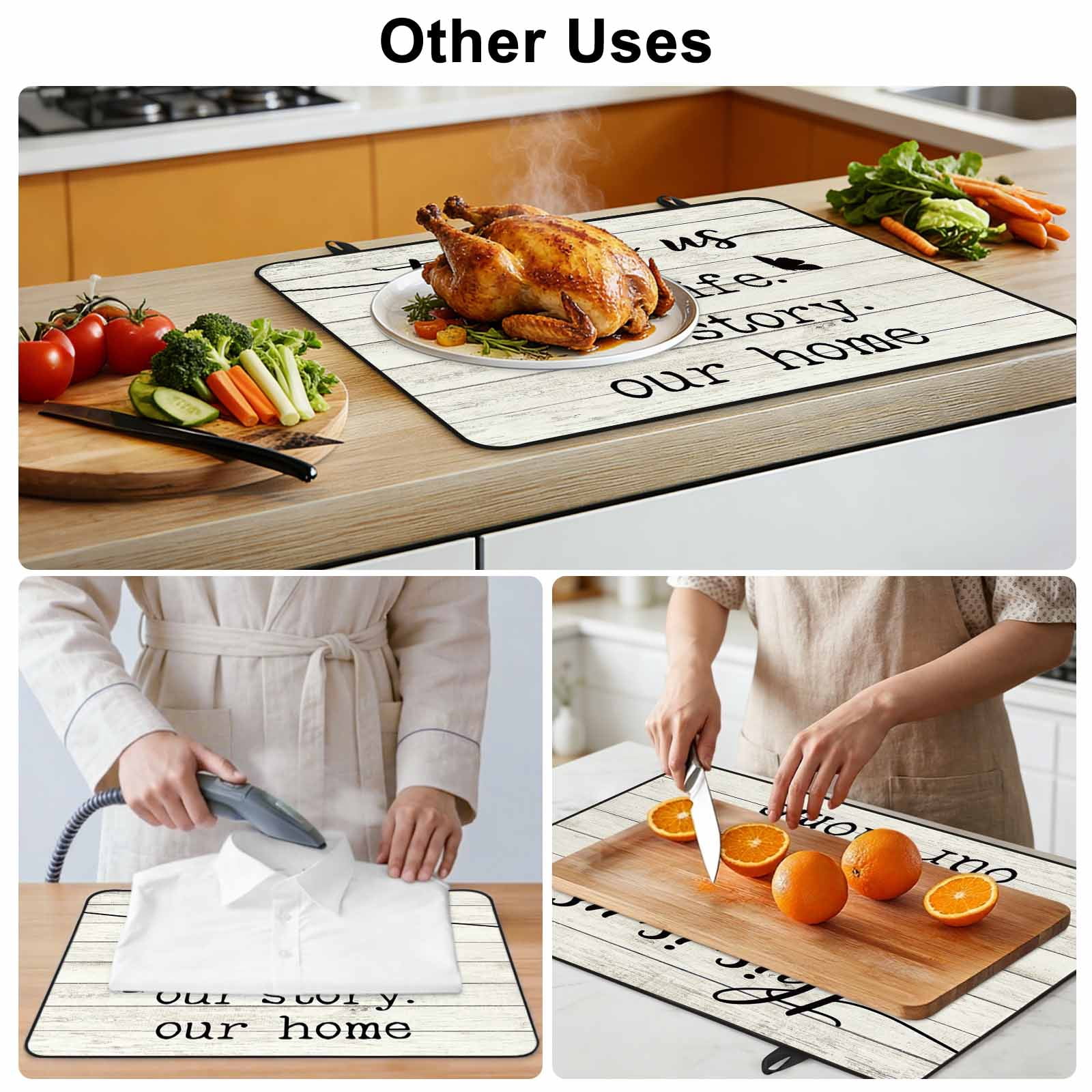 Farmhouse Butterfly Stove Top Cover for Electric Stove, Heat-proof & Non Slip Glass Top Stove Cover Protector, Rustic Retro Wooden Striped Kitchen Flat Cooktop Rubber Mat 24x21 Inches