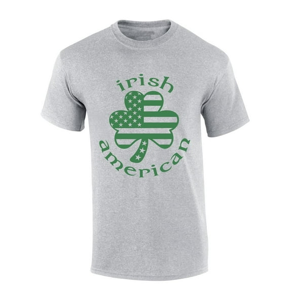 Mens St. Patrick's Day Tshirt Irish American Clover Saint Pattys Short Sleeve T-shirt-Sports Grey-6xl