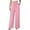 Pink, variant on Side Button Wide Leg Pants for Women Cotton Linen Blend Elastic Waist Pockets Casual Trousers 2026 Trendy Fashion Wear for Daily and Casual Outings