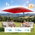 thumbnail image 2 of FOROUTIA 10x13ft Red Cantilever Patio Umbrella, 360° Rotation Offset Umbrella with 4-Level Tilt, Double Top UV50+ Waterproof Outdoor Umbrella for Pool, Backyard, Garden, Deck, 2 of 7