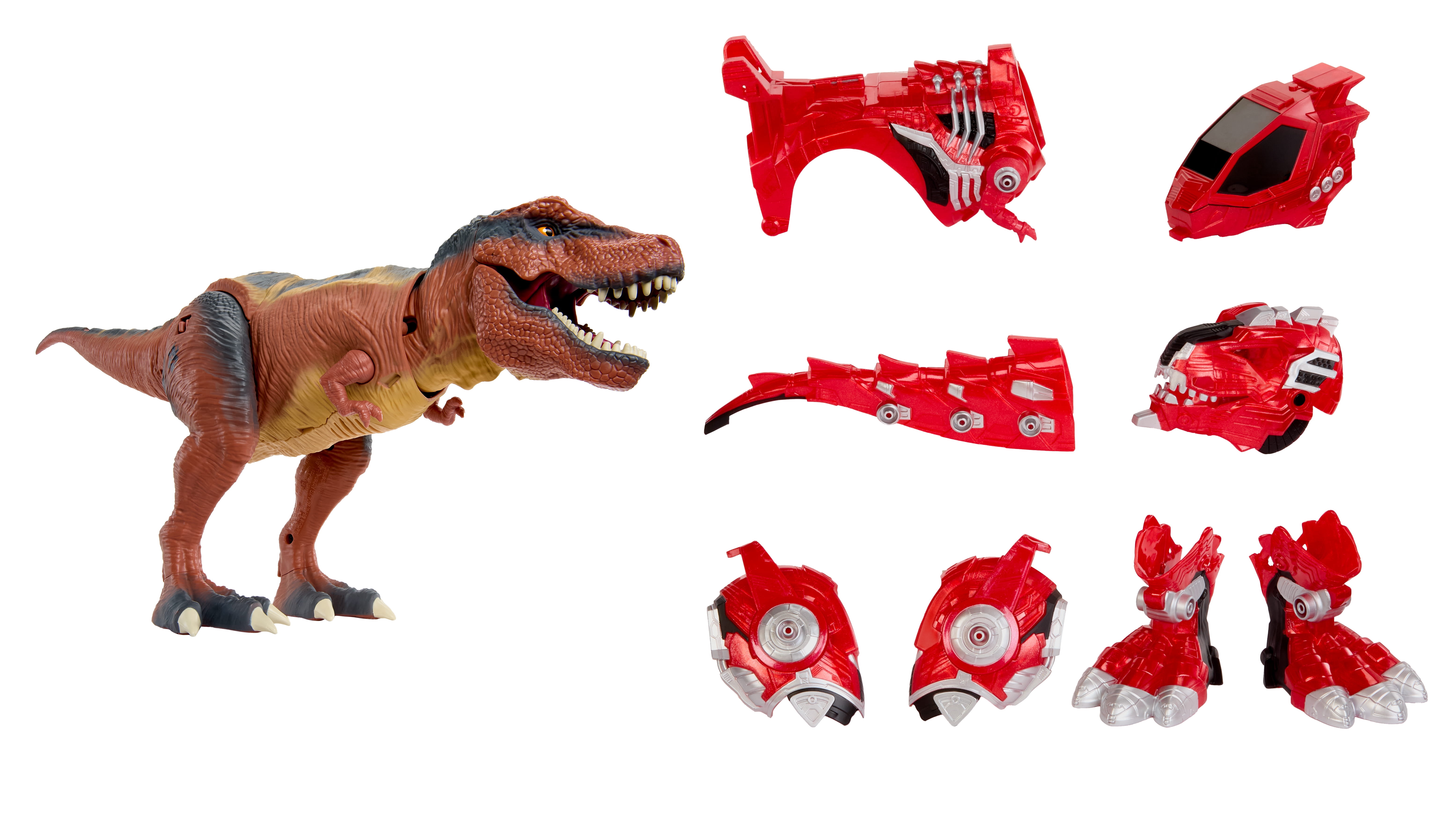 Armorsaurs Armor-Up T-Rex Dinosaur Ajax Toy Figure with 7 Removable Armor Pieces, Tail-Triggered Chomp, Pilot Pod Compatible, Kids, Boys, Girls, Ages 6+