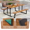 thumbnail image 4 of Costway 6-Person Acacia Wood Picnic Table with 2 Built-In Benches Umbrella Hole Metal Frame, 4 of 10