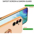 thumbnail image 3 of for Pink Samsung Galaxy S23 FE Case with Ring Holder Kickstand [with Magnetic] Soft TPU Bumper, Glitter Gold Electroplated Cover Full Camera Protective Phone Case for Galaxy S23 FE 2023, 3 of 12