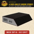 thumbnail image 2 of Dura-Gold 60 Grit 4-Sided Hand Sanding Block Sponges with Angled Edge, Box of 6 - Performance Flex 3.9" x 2.75" x 1" Wet or Dry Flexible Sandpaper Abrasive Pads - Wood, Drywall, Metal Auto Paint, 2 of 6