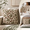 thumbnail image 6 of 2Pcs Vintage Pillow Covers, Green Brown Floral Print Throw Pillows, Antique Flower Pillowcases, Outdoor Accent Decorative Cushion Covers - 18''X18'', 6 of 7