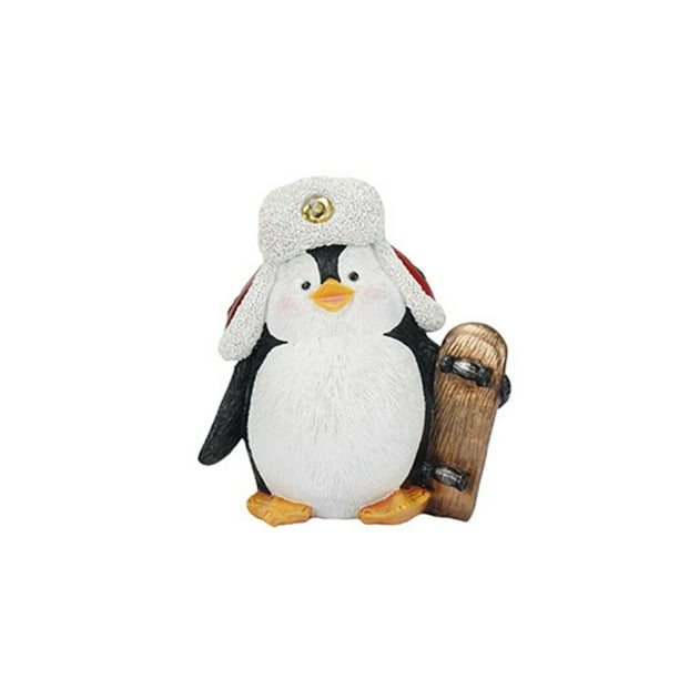 Toystoory Artesanía de resina, tamaño compacto, accesorios para el hogar, decoración navideña para el hogar, adorno de escritorio para Forma de pingüino