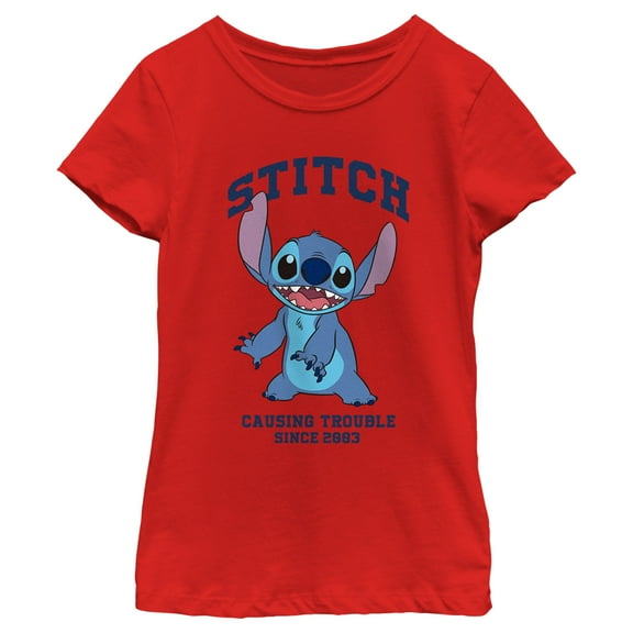 Girl's Lilo & Stitch Causing Trouble Since 2003  Graphic Tee Red X Large