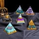 thumbnail image 3 of Xiao Hua 1 bola azul + piedra triturada natural de color, adorno piramidal de cristal de resina, artesanía de resina, adorno energético para decoración del hogar, 6 cm, 3 of 4