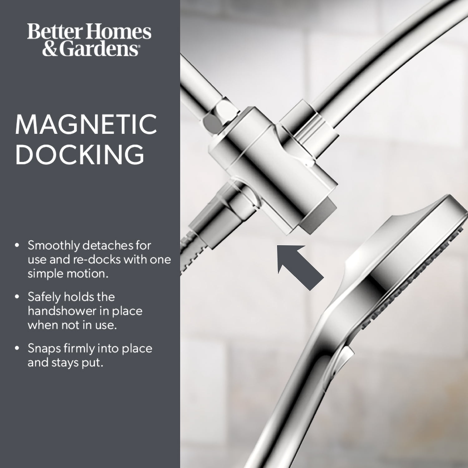 Better Homes & Gardens Chrome Magnetic Shower Combo