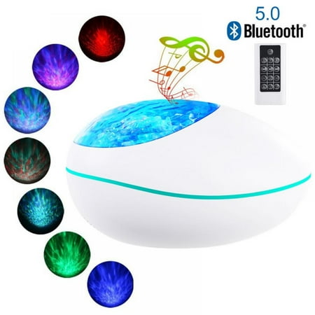 

Magazine 12 LED 8 Colors Bluetooth Night Light Ocean Wave Projector With Music Player New