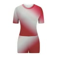 thumbnail image 4 of ZyeKqe Womens 2 Piece Workout Sets Seamless Yoga Outfits High Waisted Shorts Pants Short Sleeve Crop Top, 4 of 4