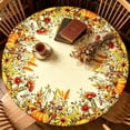 thumbnail image 6 of Fall & Thanksgiving Round Tablecloth, 47.3" Holiday Autumn Pumpkin Sunflower Orange Table Cloth, Farmhouse Waterproof Wipeable Fabric Table Cover for Outdoor Camping Home Party Decor, 6 of 7