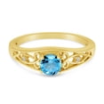 thumbnail image 6 of 10k Yellow Gold Round Blue Topaz And Diamond Ring, 6 of 6