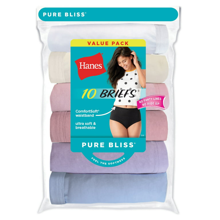 Hanes Pure Bliss Women's Briefs with ComfortSoft Waistband 10-Pack