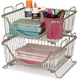 thumbnail image 4 of Spectrum Diversified Ashley Stackable Tray, Wire Basket with Raised Feet and Looped Handles, Modular Stacking Bin System for Kitchen Countertop & Desk Organization, Satin Nickel, 4 of 8
