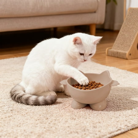 AuroraX Travel Dog Bowl No Spill Elevated Cat Bowls for Indoor Cat Dog Whisker Friendly Non-Slip Tilted Cat Food Dispenser for Crate Indoor Cage Kennel Small Pet Supplies