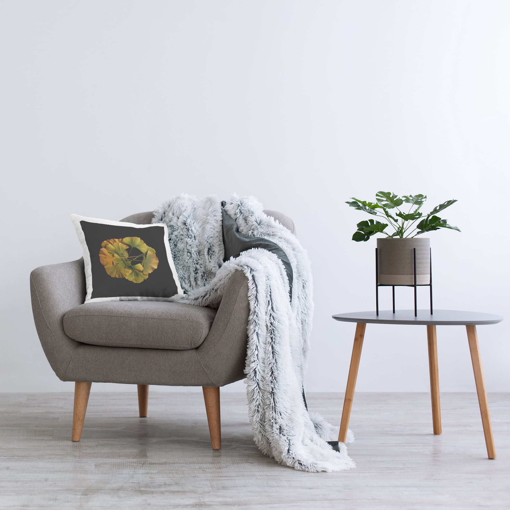Stupell Industries Overlapping Ginkgo Leaves Decorative Printed Throw Pillow, design by Beth Adoette, 18 x 7 x 18